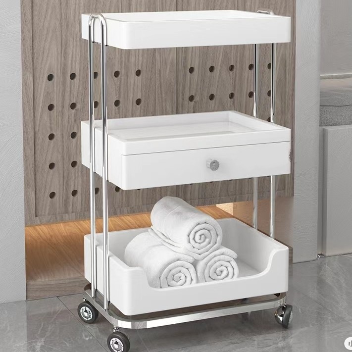 Metal Salon Trolley - Makeup Saloon Equipment Gold Pink Silver by Nova