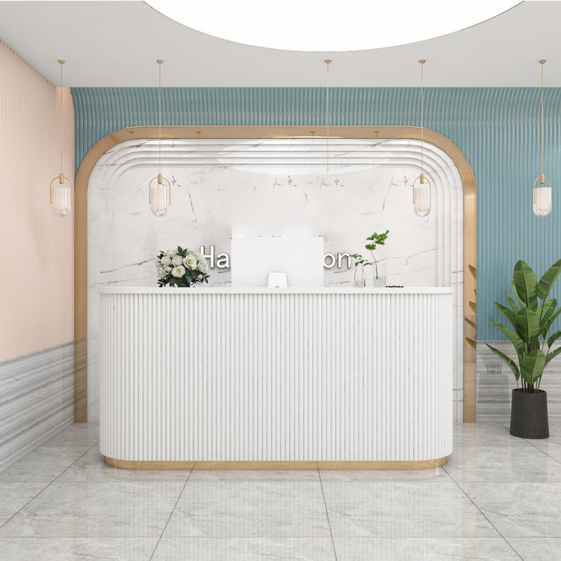 Modern curved reception desk for beauty salon
