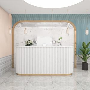 Curved beauty salon reception desk furniture