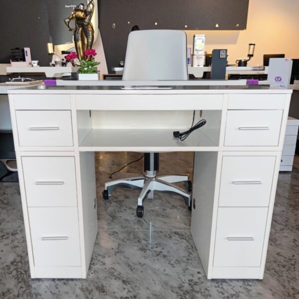 Nova custom size manicure station with marble surface and air filter