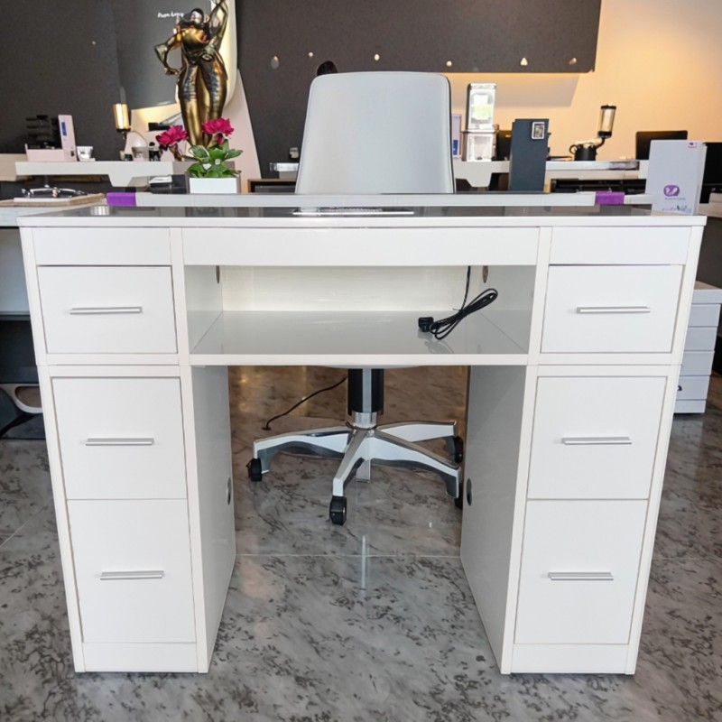 Nova custom size manicure station with marble surface and air filter