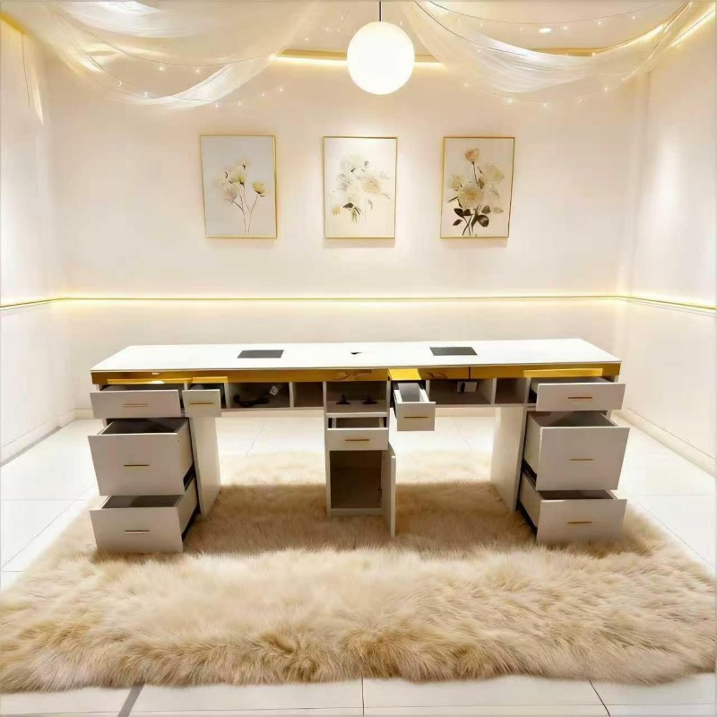 1 Nova double manicure table with spacious storage for two nail techs