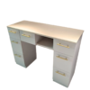 1(1) White marble top manicure table with storage drawers - Nova