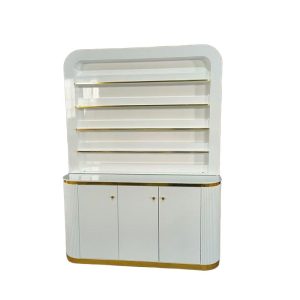 Salon Furniture Wooden Nail Polish Cabinet With Led Light