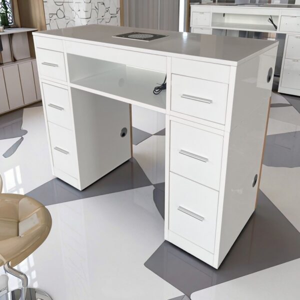 Custom marble top nail table with integrated cleaner system - Nova