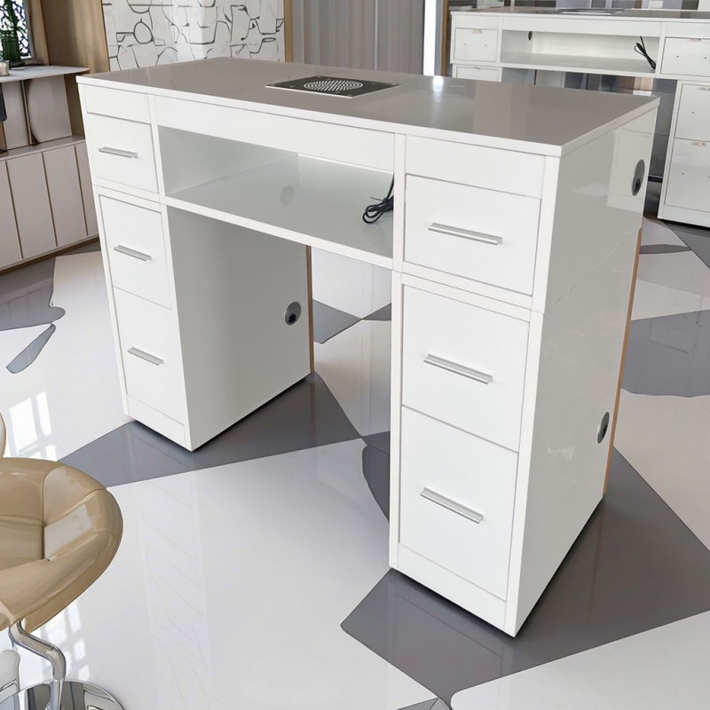 Custom marble top nail table with integrated cleaner system - Nova
