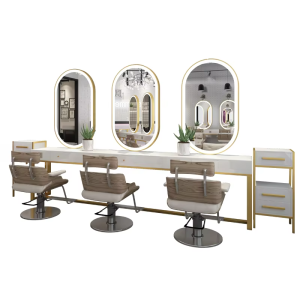 Metal Salon Furniture Hair Arch Mirror Adjustable Height