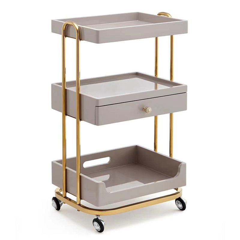 Metal Salon Trolley - Makeup Saloon Equipment Gold Pink Silver by Nova