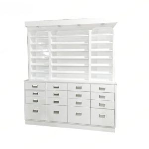 Salon Furniture French White High Gloss Wooden Display