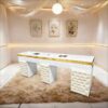 3 Side view of double manicure desk with storage - Nova nail table
