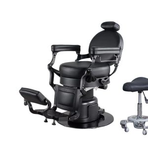 Electric Barber Chair for Men Black Styling Hairdressing Swivel Chair Adjustable Height and Backrest Chaise Barbier for Salon