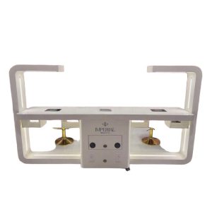 Nova L-shape manicure table in pink with elegant French styling