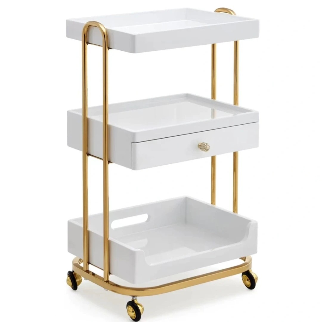 Metal Salon Trolley - Makeup Saloon Equipment Gold Pink Silver by Nova