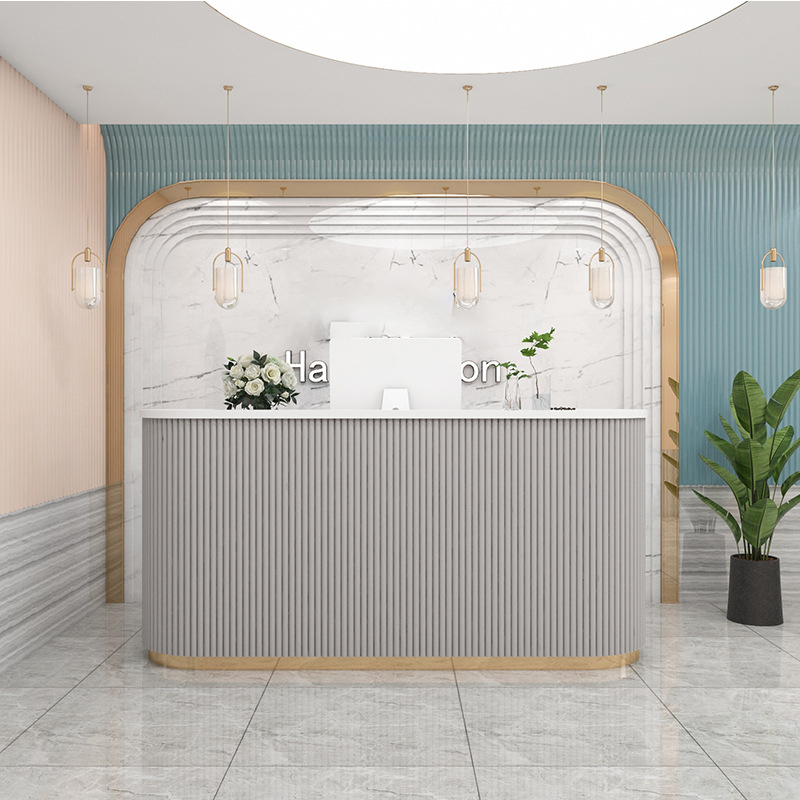 Salon front desk counter curved design