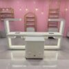 4 Pink French style nail table with L-shape design - Nova manicure station