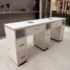Nova modern manicure station with white marble desktop