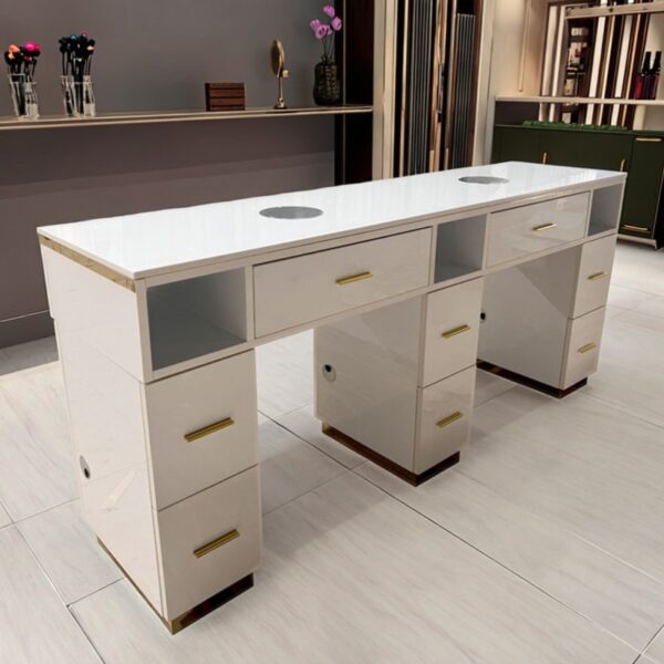 Nova modern manicure station with white marble desktop