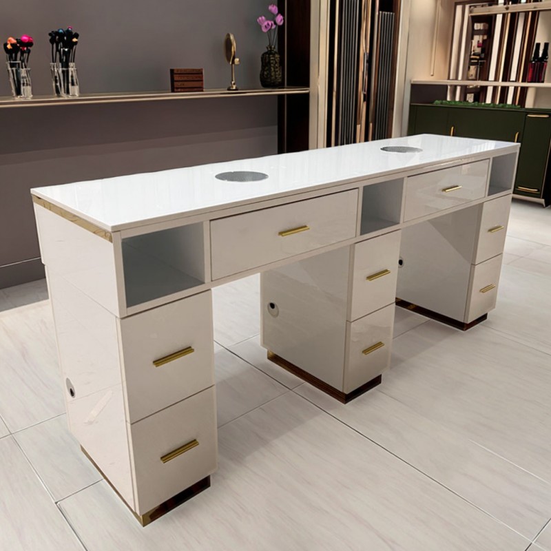 Nova modern manicure station with white marble desktop