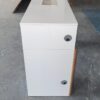 Side view of custom marble desktop nail table with cleaner - Nova
