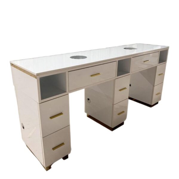 Modern manicure table with white marble top - Nova nail station