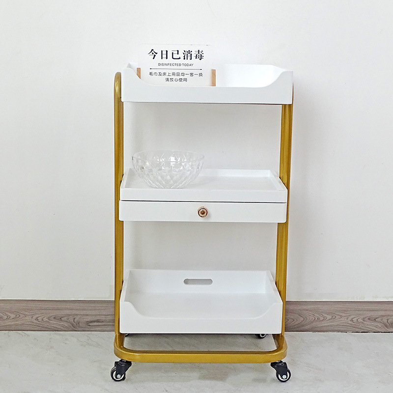 Metal Salon Trolley - Makeup Saloon Equipment Gold Pink Silver by Nova