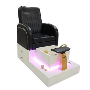Modern White Wooden Storage Base Foot Spa Chair Luxury Nail Salon Furniture Pedicure Bench Chair with Plumbing and Lights