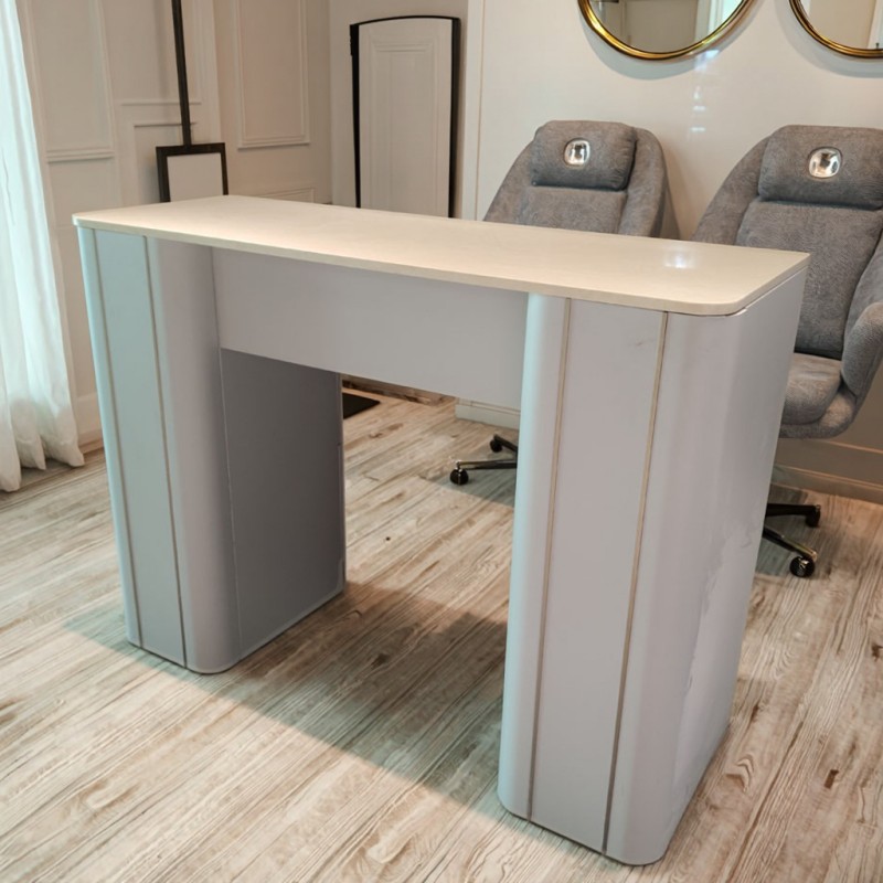 Marble desktop manicure table with drawer storage detail - Nova