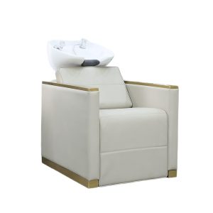 Luxury Lay Down Backwash Washing Basin for Hair Salon Shampoo Chairs Chrome Color Leather Washing Massage Shampoo Bed