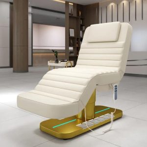Cosmetic Luxury White Gold Salon Furniture 4 Motor Electric Facial Bea... - Massage Bed | Nova Spa Equipment