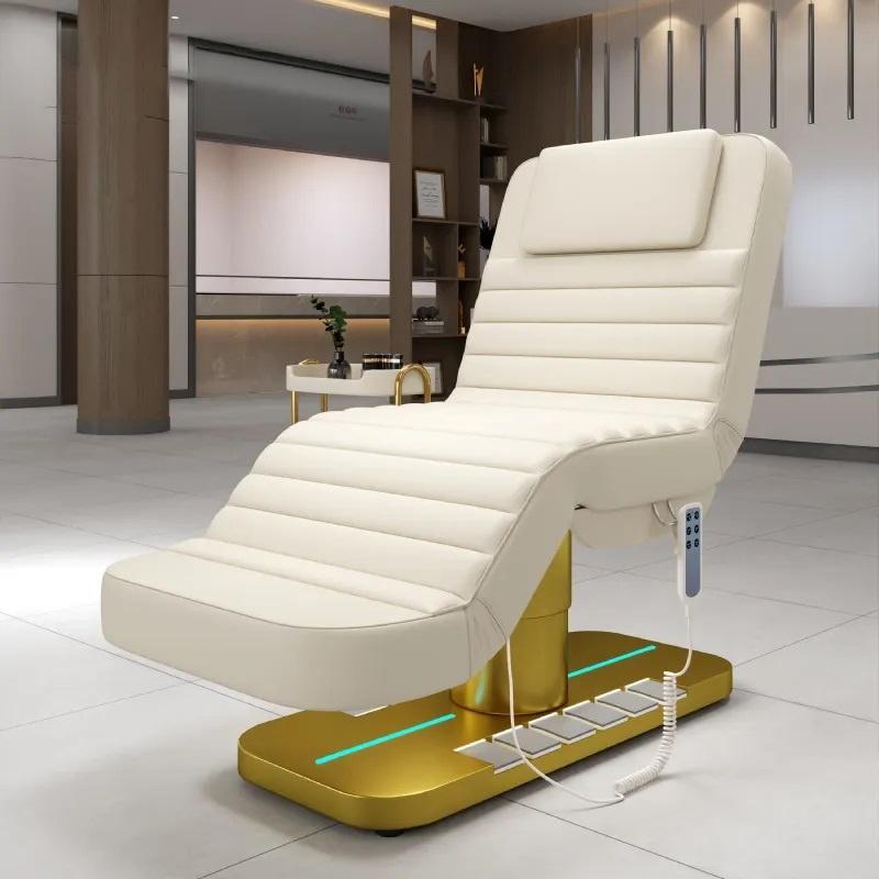 Cosmetic Luxury White Gold Salon Furniture 4 Motor Electric Facial Bea... - Massage Bed | Nova Spa Equipment
