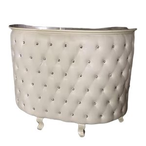 L-shape marble reception desk with LED lights for salon