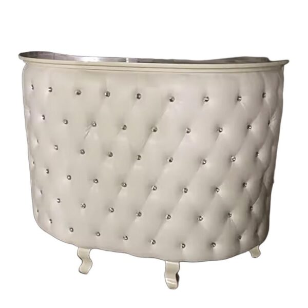 5(1) L-shape marble reception desk with LED lights for salon