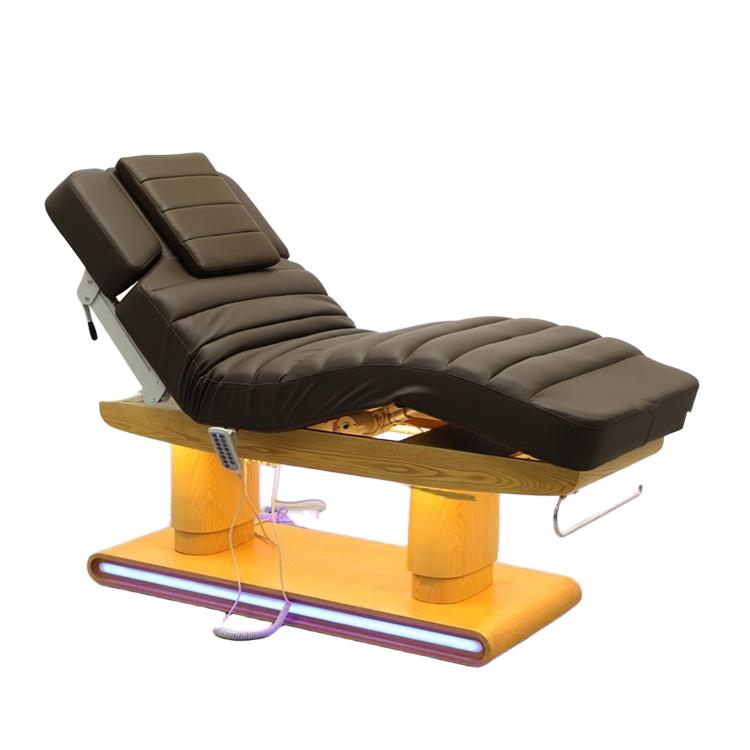 Wooden Base With LED Light Double Column High Load Bearing 4 Motor Ele... - Massage Bed | Nova Spa Equipment