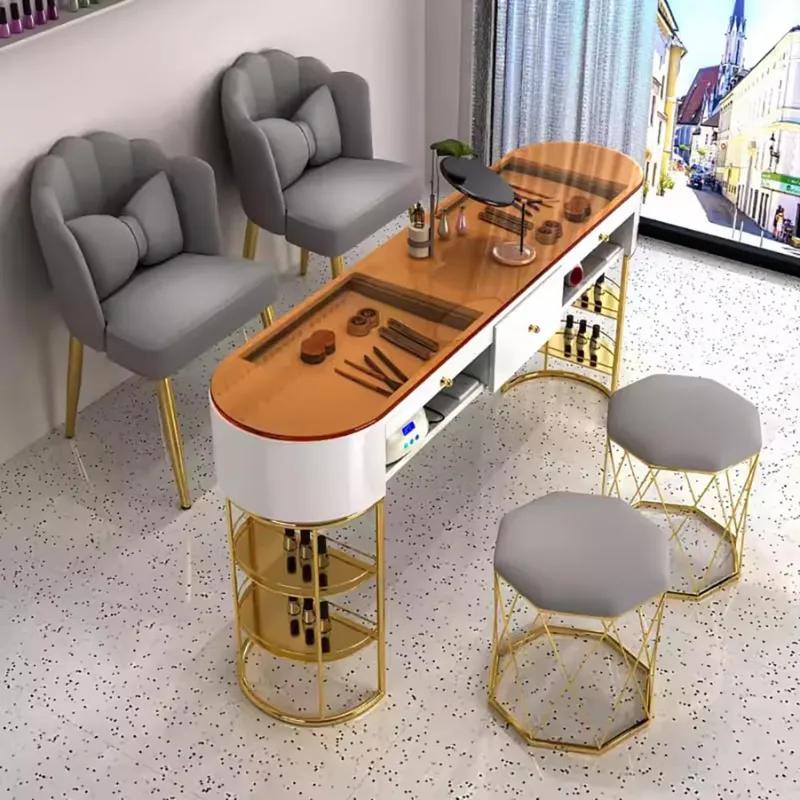 Manicure Table Buying Guide showing professional manicure tables in a modern salon layout