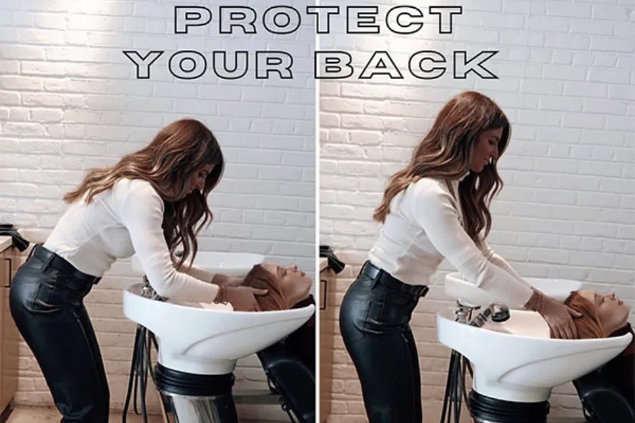 Shampoo System Buying Guide showing ergonomic shampoo system use for stylists