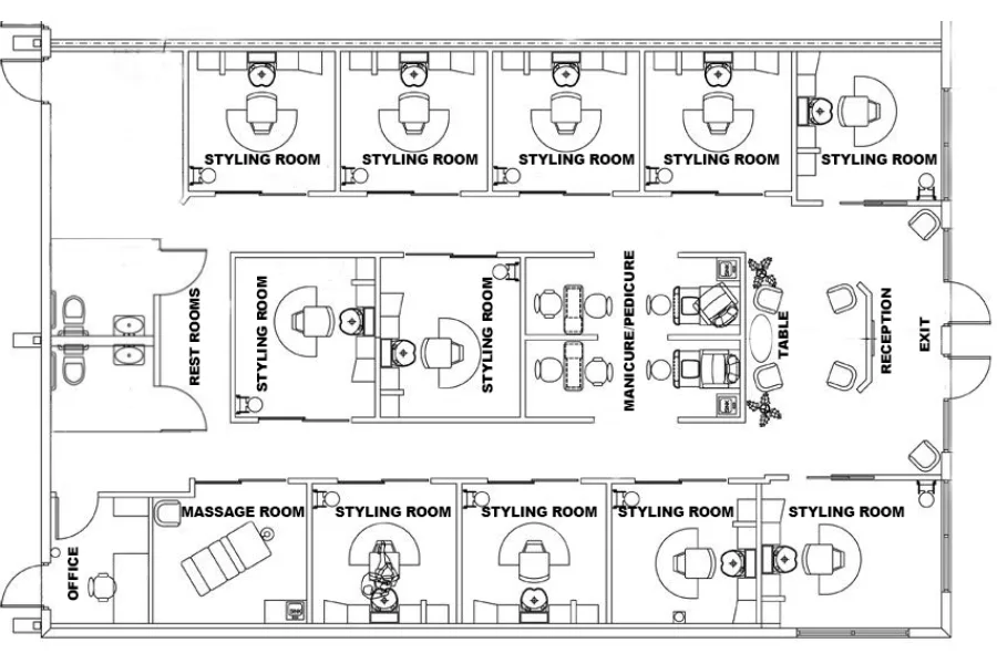 Salon Station Buying Guide illustrating proper salon station spacing