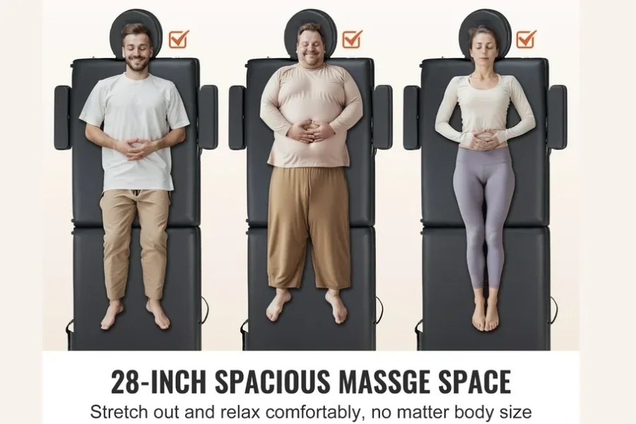 Massage Table Guide illustrating proper table height and therapist ergonomics