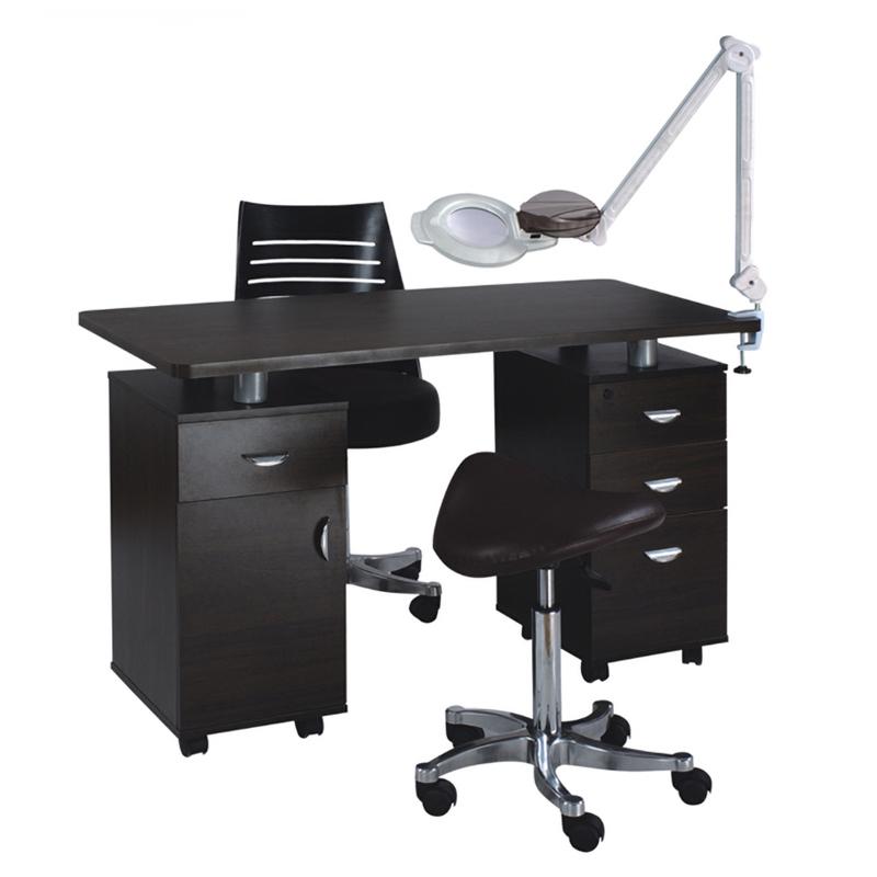 White modern nail table set with dust collector - Nova manicure station