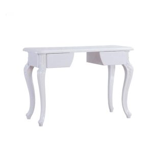 Antique style MDF nail desk with garden carving and white finish - Nova