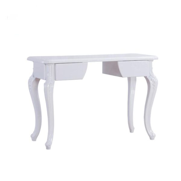 1 Antique style MDF nail desk with garden carving and white finish - Nova