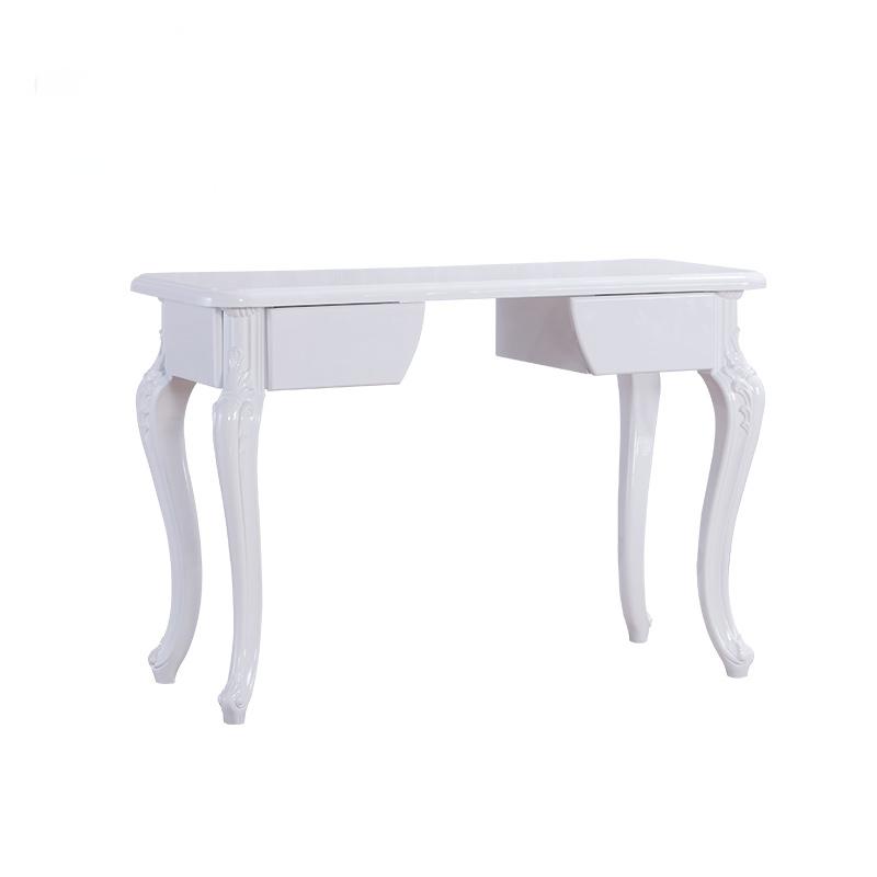 Antique style MDF nail desk with garden carving and white finish - Nova