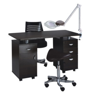 Nova white manicure table set with integrated dust collection system