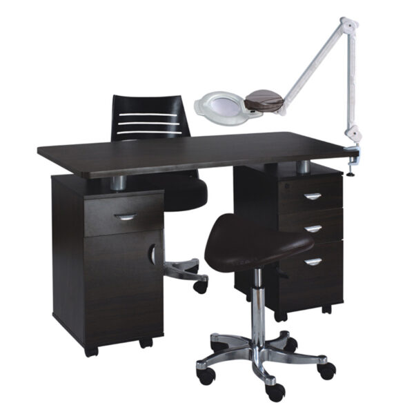 2 Nova white manicure table set with integrated dust collection system