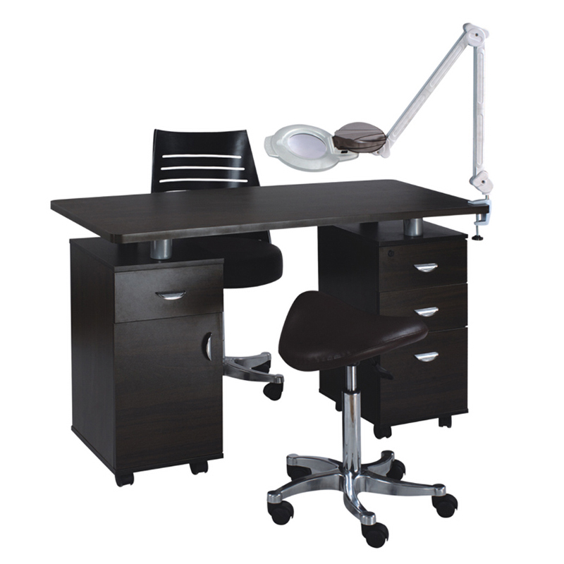 Nova white manicure table set with integrated dust collection system