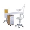 White nail table with storage drawers and magnifying lamp - Nova manicure station
