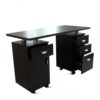3 Side view of white nail table with dust collector - Nova salon furniture