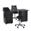 Nova modern manicure table with industrial wood and metal design