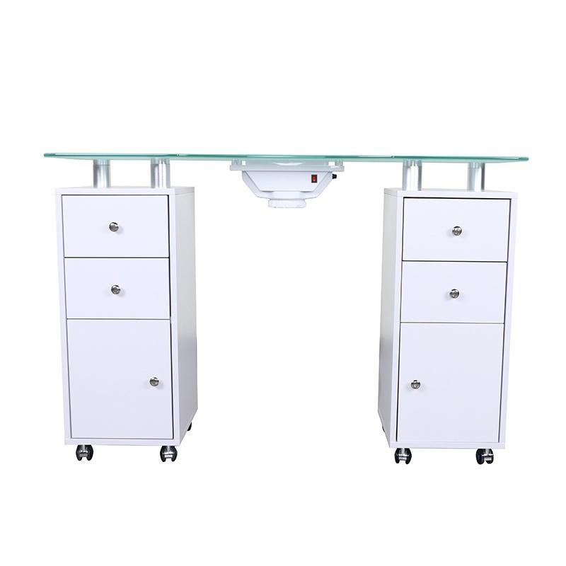 3 Front view of MDF manicure table with dust collector and storage - Nova