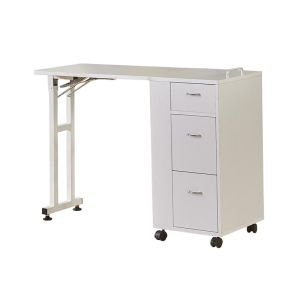 Close up of painted finish nail table with drawer storage - Nova