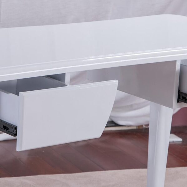 4 Top view of antique white manicure table with carved garden pattern